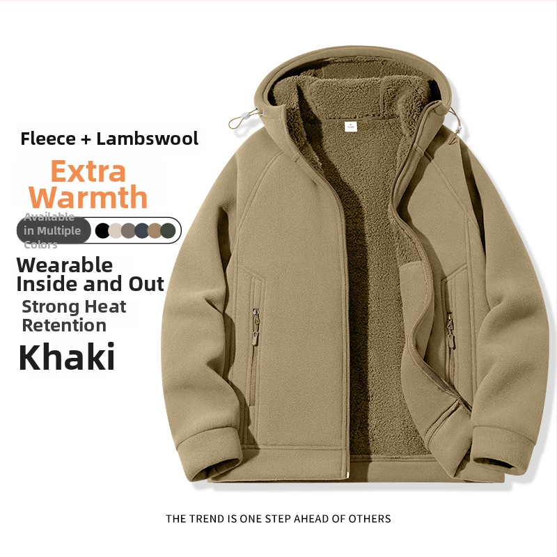 Pánske kapucňové fleecové kardigán s kapucňou, 100% polyester, rakúsky velúr, predný zips, okrúhly výstrih, voľný strih