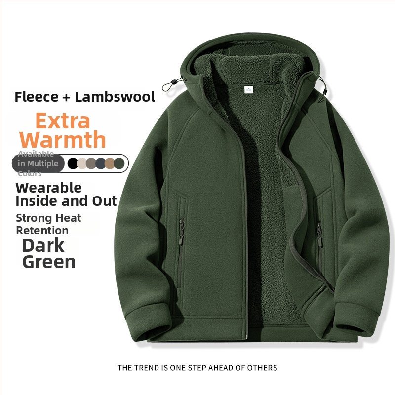 Pánske kapucňové fleecové kardigán s kapucňou, 100% polyester, rakúsky velúr, predný zips, okrúhly výstrih, voľný strih