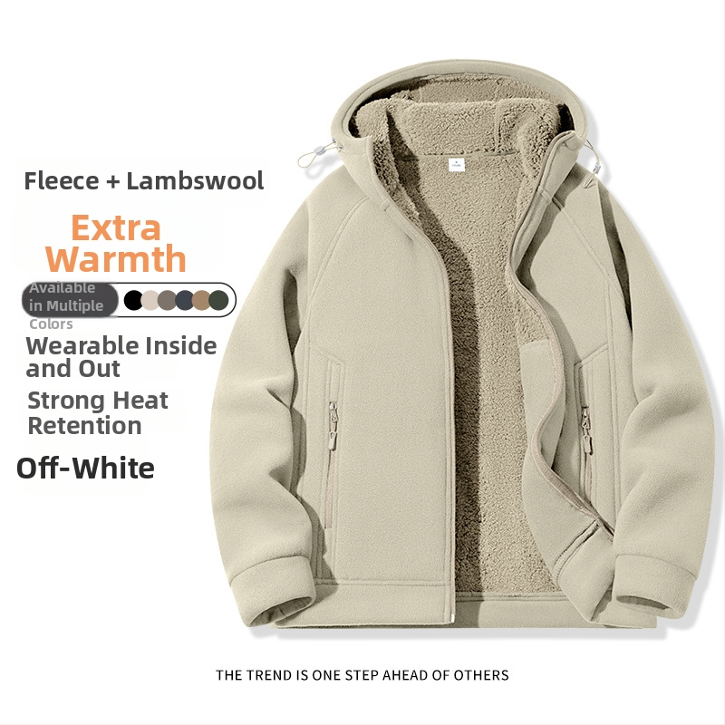 Pánske kapucňové fleecové kardigán s kapucňou, 100% polyester, rakúsky velúr, predný zips, okrúhly výstrih, voľný strih