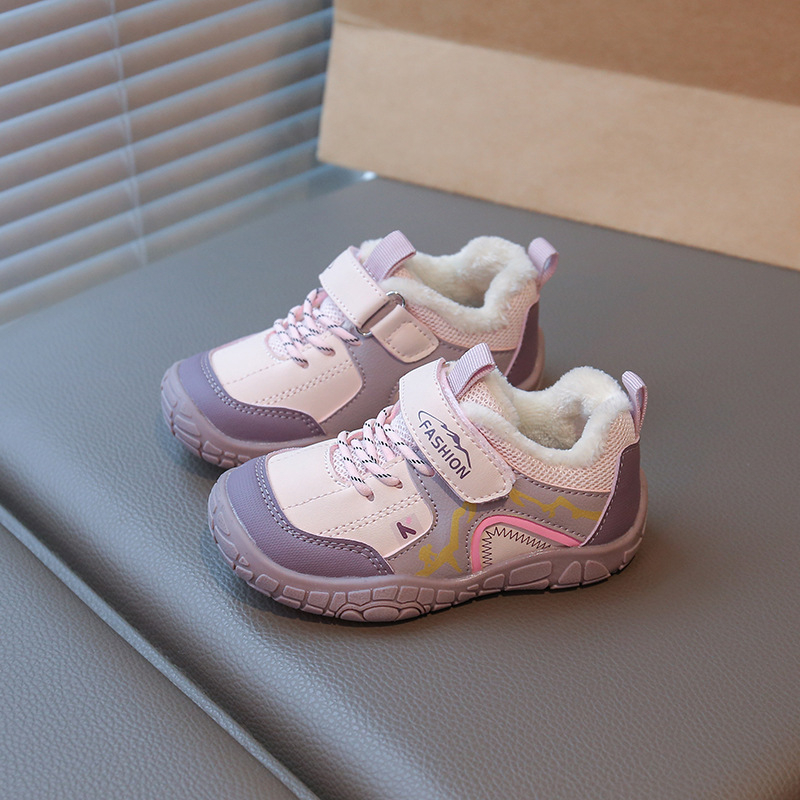 Dječje zimske sportske tenisice s gornjim dijelom od umjetne kože, protuklizne i tople, debela gumena potplat, Velcro zatvarač