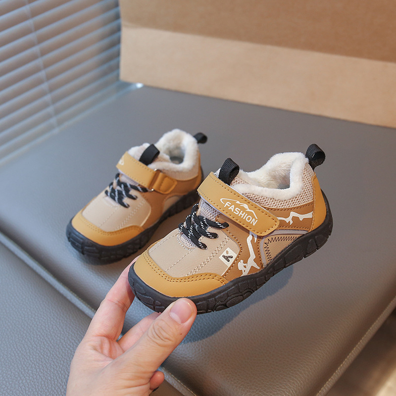 Dječje zimske sportske tenisice s gornjim dijelom od umjetne kože, protuklizne i tople, debela gumena potplat, Velcro zatvarač