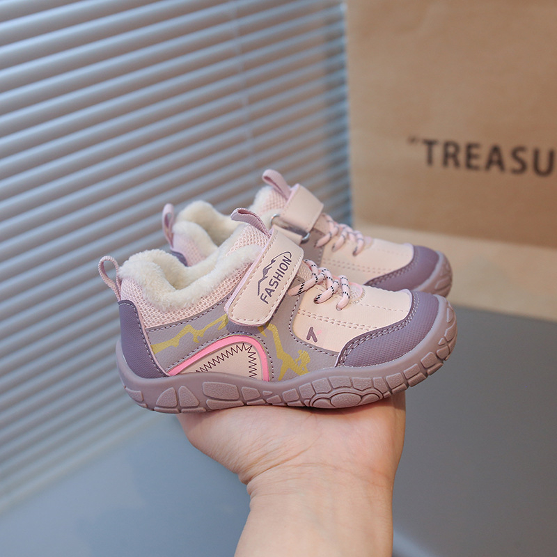 Dječje zimske sportske tenisice s gornjim dijelom od umjetne kože, protuklizne i tople, debela gumena potplat, Velcro zatvarač