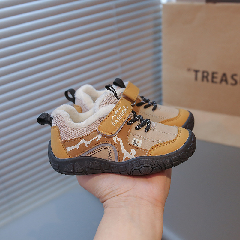 Dječje zimske sportske tenisice s gornjim dijelom od umjetne kože, protuklizne i tople, debela gumena potplat, Velcro zatvarač