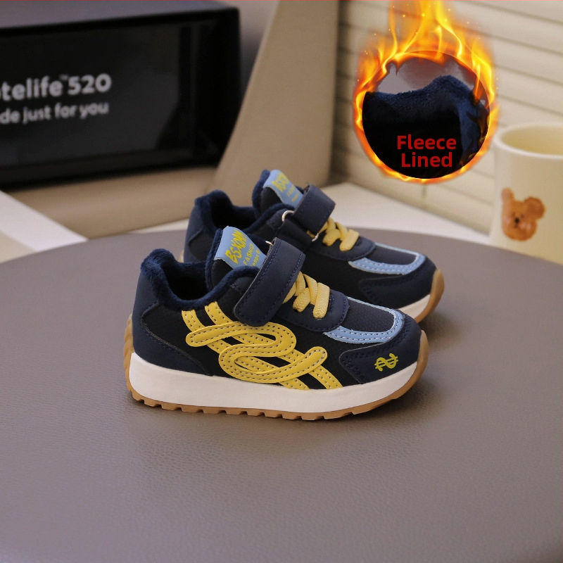 Detské športové tenisky na suchý zips – unisex, vrchný materiál z umelej kože, pruhovaný vzor, podrážka z TPR, hrubá podrážka, vek 1–6 rokov