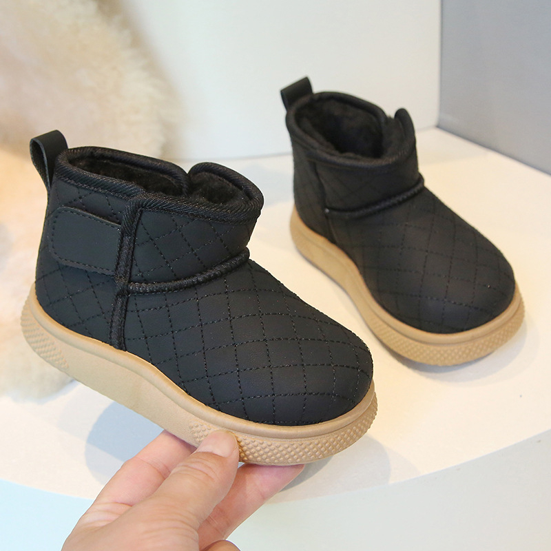 Botosei de zăpadă pentru copii, iarnă 2025, unisex, căptuțiți cu fleece pentru căldură, partea superioară din piele artificială, talpă PVC, închidere Velcro, stil japonez, pentru copii 1–6 ani