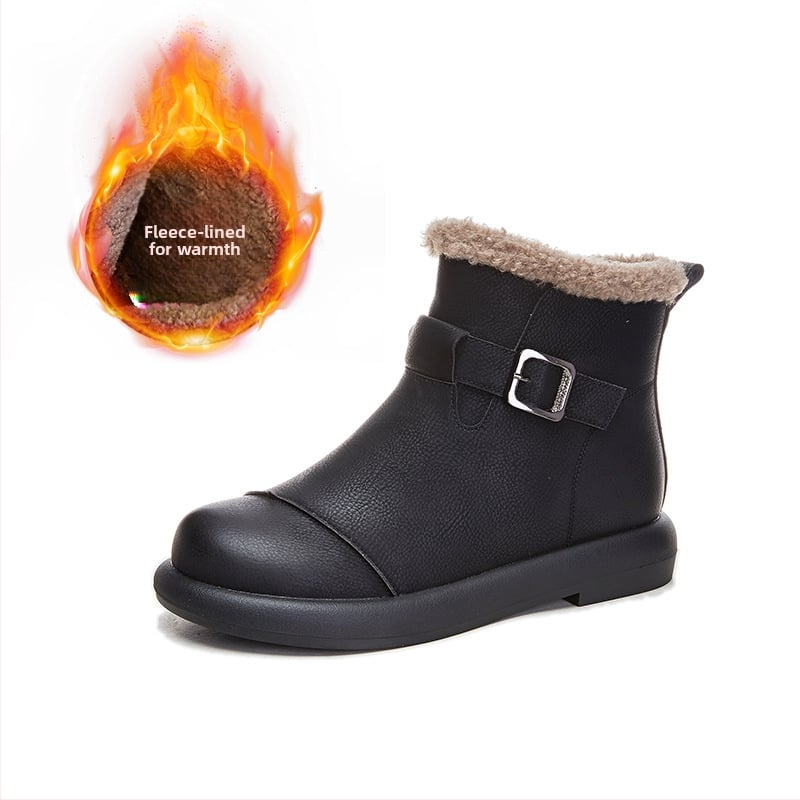 Ženské zimné čižmy s mäkkou jahňacou vlnou, bočný zips, krátke čižmy, plochá päta, podrážka z prírodného kaučuku
