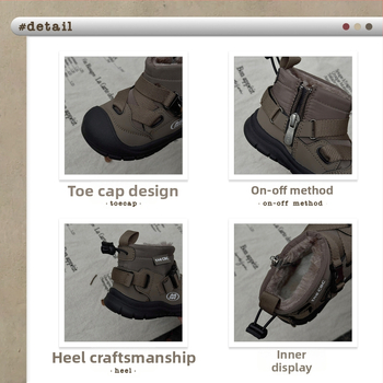 Detské zimné topánky na sneh - unisex, protišmyková gumová podrážka, zapínanie na suchý zips, vrchný materiál mikrovláknová koža a Lycra, pre vek 4–16 rokov.