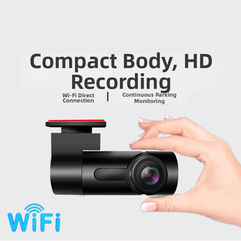 Autokamera bez obrazovky s Wi‑Fi, 1080p, 160° široký uhol, nočná vízia a cyklické nahrávanie pre monitorovanie parkoviska