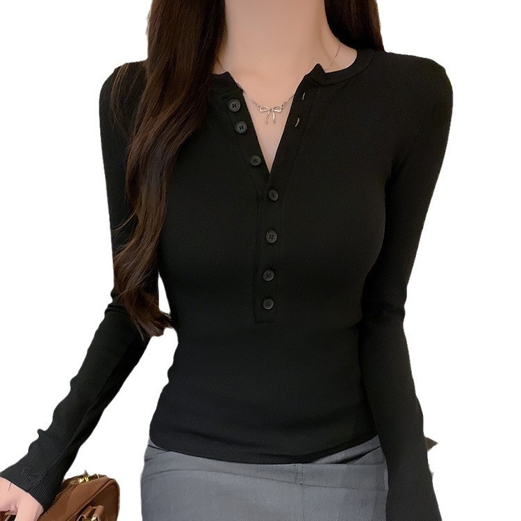 Tricou cu mânecă lungă, Slim Fit, guler rotund, poliester cu spandex, culoare uni, detalii patchwork, lungime standard