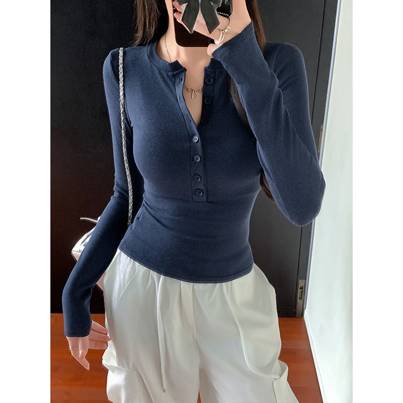 Tricou cu mânecă lungă, Slim Fit, guler rotund, poliester cu spandex, culoare uni, detalii patchwork, lungime standard