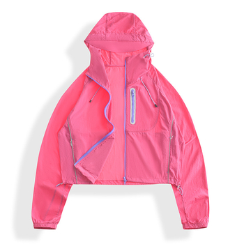 Ветроустойчиво спортно яке за открито, леко, UPF50+ слънцезащита, качулка, дишащ найлон