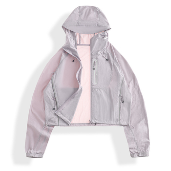 Ветроустойчиво спортно яке за открито, леко, UPF50+ слънцезащита, качулка, дишащ найлон