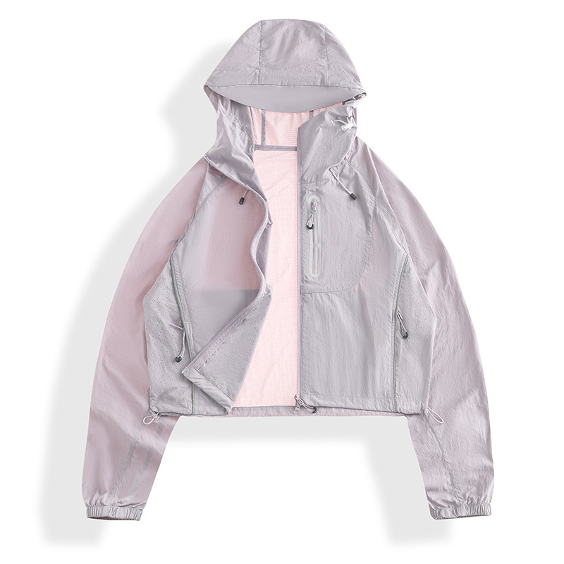 Ветроустойчиво спортно яке за открито, леко, UPF50+ слънцезащита, качулка, дишащ найлон