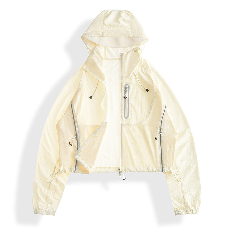 Ветроустойчиво спортно яке за открито, леко, UPF50+ слънцезащита, качулка, дишащ найлон