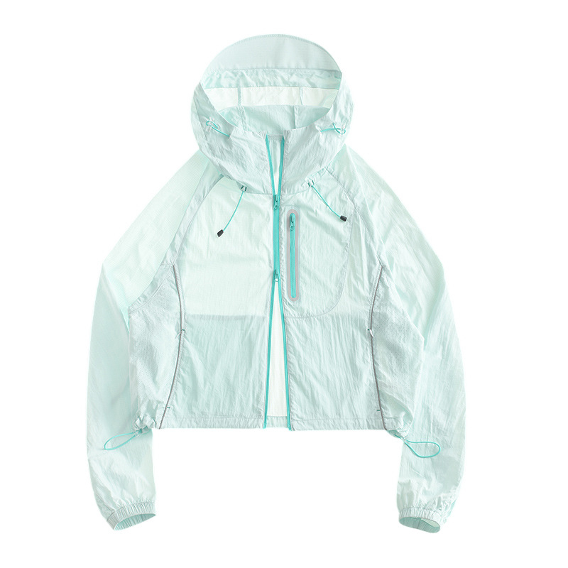 Ветроустойчиво спортно яке за открито, леко, UPF50+ слънцезащита, качулка, дишащ найлон