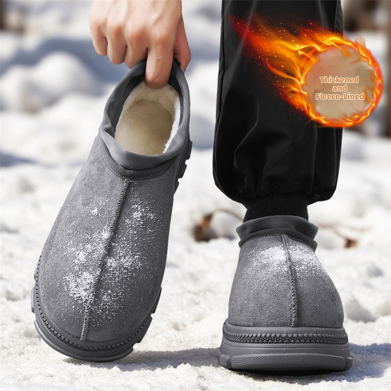 Pánske zimné papuče, zvršok z Velúru, PVC podrážka, Slip-on, Thickened, okrúhla špička