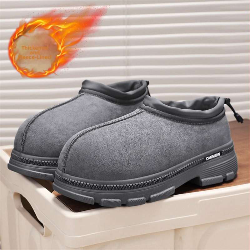 Pánske zimné papuče, zvršok z Velúru, PVC podrážka, Slip-on, Thickened, okrúhla špička