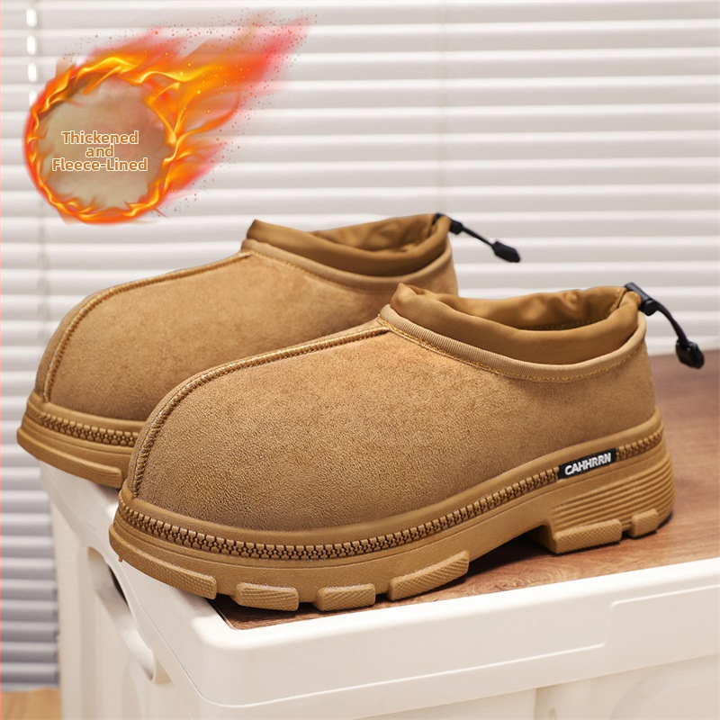 Pánske zimné papuče, zvršok z Velúru, PVC podrážka, Slip-on, Thickened, okrúhla špička