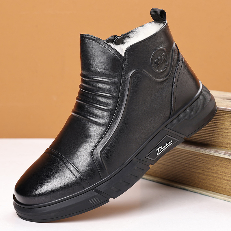 Pánske zimné topánky Martin s fleecovou podšívkou, dvakrát vrstvovaná hovädzia koža, gumová podrážka, slip-on, protišmykové