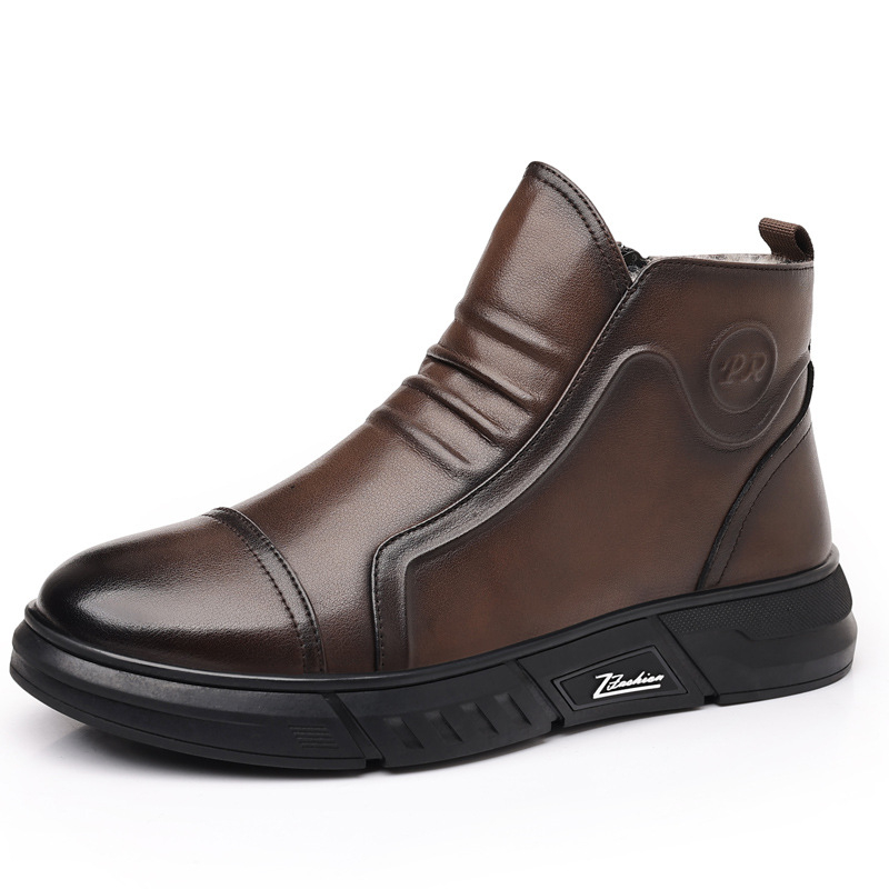 Pánske zimné topánky Martin s fleecovou podšívkou, dvakrát vrstvovaná hovädzia koža, gumová podrážka, slip-on, protišmykové