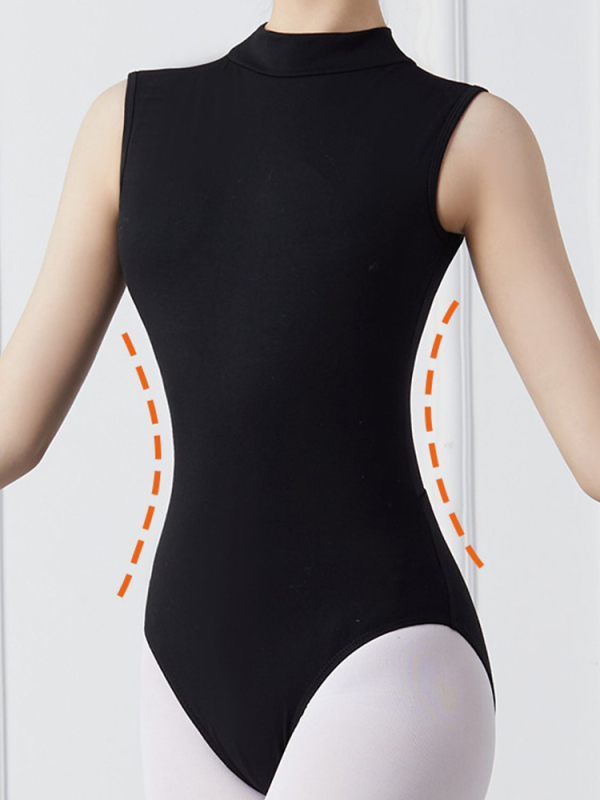 Leotard pre ženy – Vysoký golier, baletné cvičenie, nylonový zmesový materiál s podšívkou z mliekového hodvábu