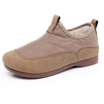 Női téli vászoncipő fleece béléssel, slip-on, lapos PVC talp, kerek orr