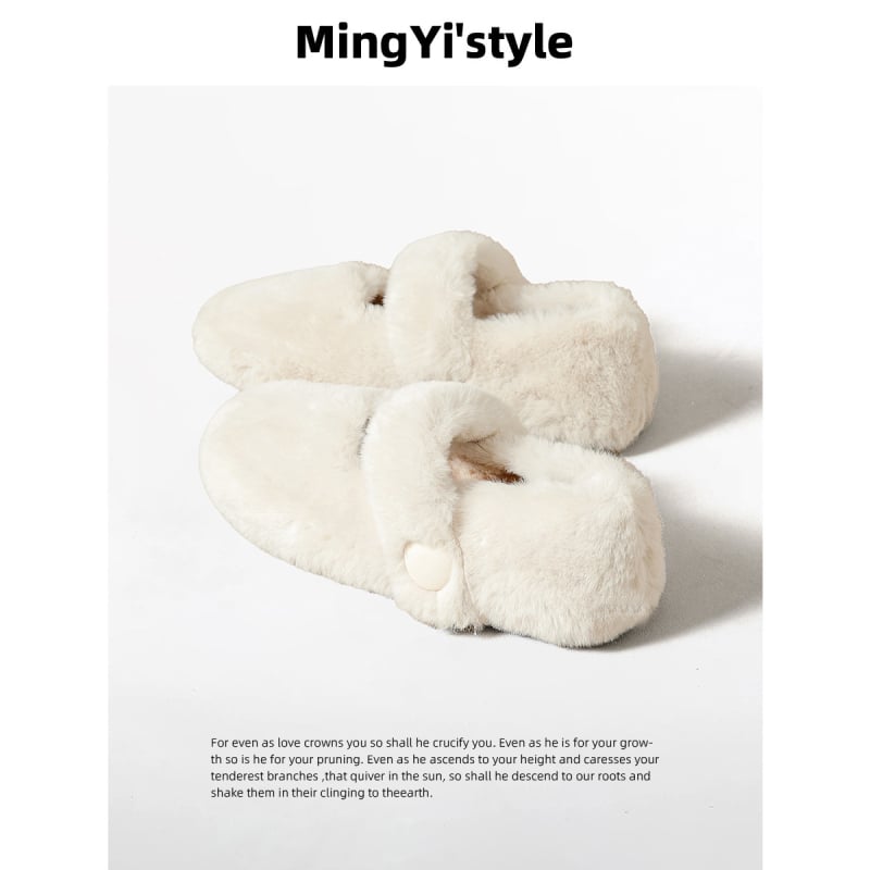 Mary Jane γυναικείες παπούτσια με ένα λουράκι, σουέντ επάνω μέρος, καουτσούκ σόλα, επένδυση από συνθετικό γούνο, χαμηλό ύψος, στρογγυλή μύτη