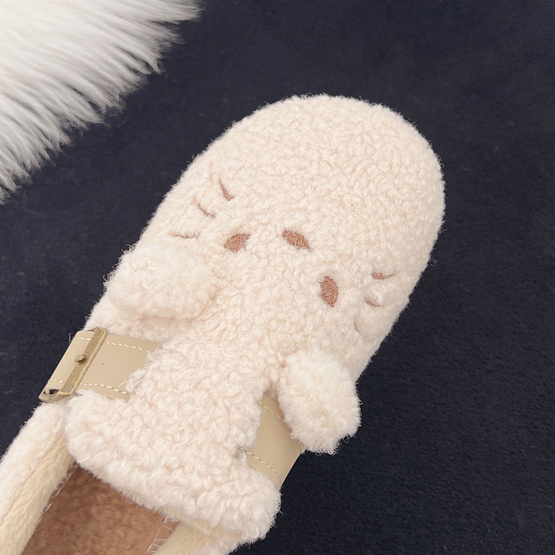 Téli pamut papucs fleece felsőrésszel, belső műszőrrel bélelt talpbetét, slip-on kivitel, alacsony szár, PVC talp