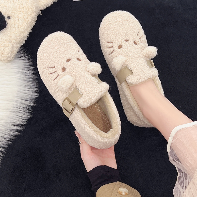 Téli pamut papucs fleece felsőrésszel, belső műszőrrel bélelt talpbetét, slip-on kivitel, alacsony szár, PVC talp