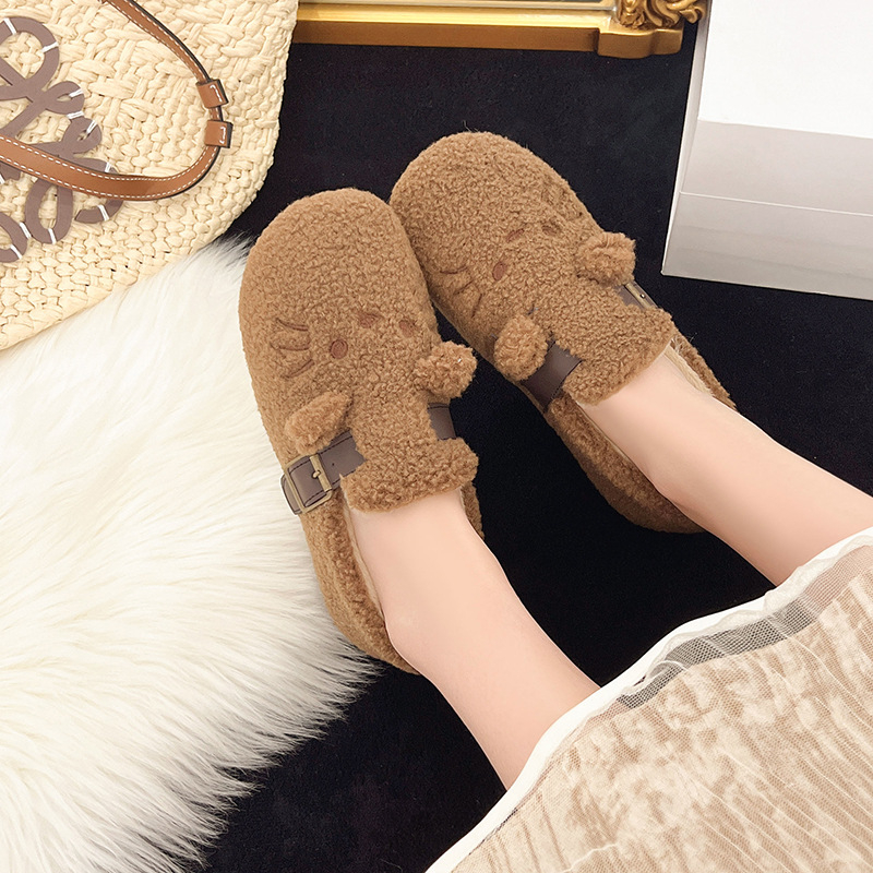 Téli pamut papucs fleece felsőrésszel, belső műszőrrel bélelt talpbetét, slip-on kivitel, alacsony szár, PVC talp