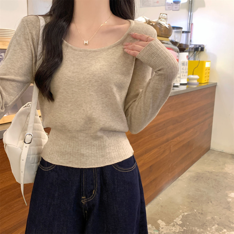 Pleten pulover od poliestera s vunenom teksturom, U-izrez, dugi rukavi, regularna dužina (50–65 cm), japansko-korejski casual stil, jesen-zima 2025