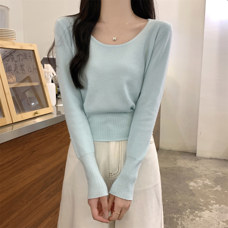Pleten pulover od poliestera s vunenom teksturom, U-izrez, dugi rukavi, regularna dužina (50–65 cm), japansko-korejski casual stil, jesen-zima 2025