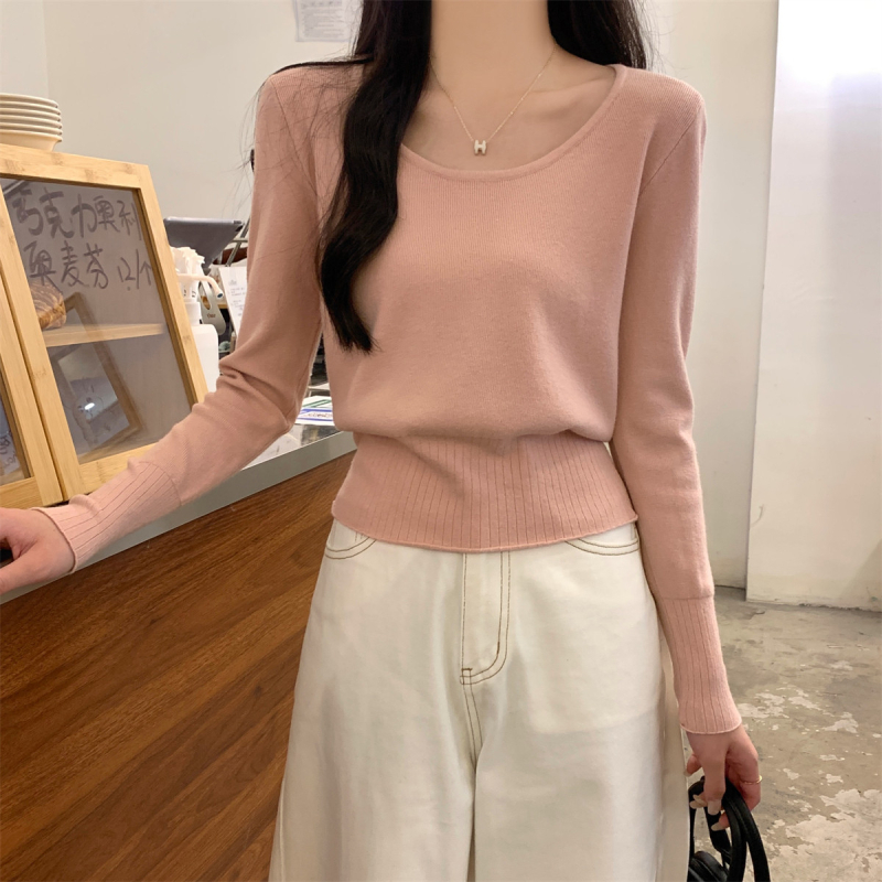 Pleten pulover od poliestera s vunenom teksturom, U-izrez, dugi rukavi, regularna dužina (50–65 cm), japansko-korejski casual stil, jesen-zima 2025