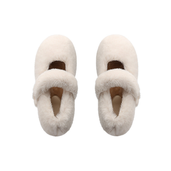 Γυναικείες σουέντ παντόφλες με επένδυση από τεχνητή γούνα, slip-on, στρογγυλή μύτη, καουτσούκ σόλα