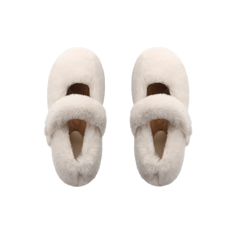 Γυναικείοι slip-on loafers από βελούρο με γούνινο εσωτερικό, στρογγυλή μύτη, χαμηλό φλατ τακούνι, καουτσούκ σόλα