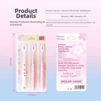 Ručna zubna četkica za odrasle — mekane četine, zaštita desni, model 001, set od 3 komada