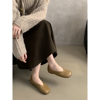 Női slip-on lapos cipő, kerek orr, mikro-szálas felsőrész, gumitalp, alacsony sarok 1-3 cm, koreai retro stílus