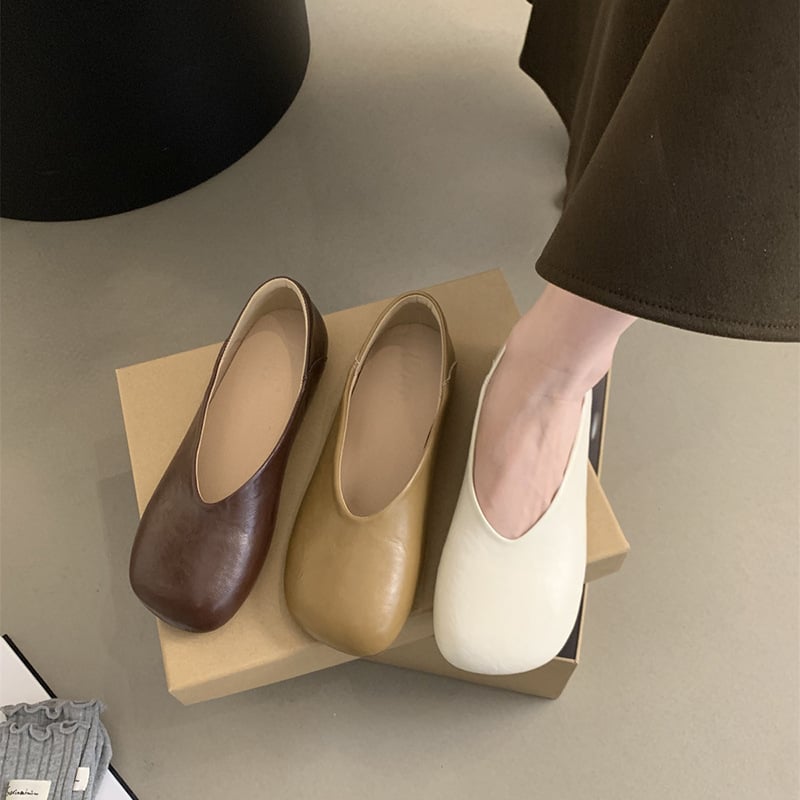Női slip-on lapos cipő, kerek orr, mikro-szálas felsőrész, gumitalp, alacsony sarok 1-3 cm, koreai retro stílus