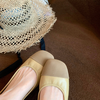 Loafers fără șiret pentru femei, vârf pătrat, talpă plată mică (1–3 cm), partea superioară din Super Fiber, branț din Microfiber Leather, talpă din cauciuc