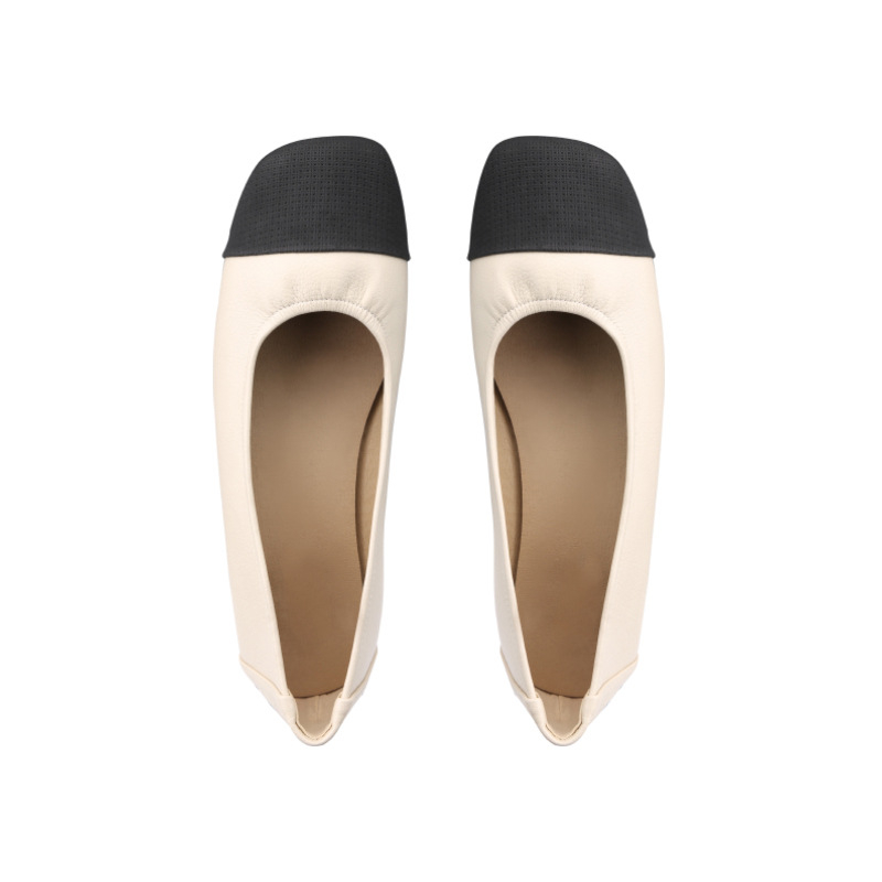 Loafers fără șiret pentru femei, vârf pătrat, talpă plată mică (1–3 cm), partea superioară din Super Fiber, branț din Microfiber Leather, talpă din cauciuc