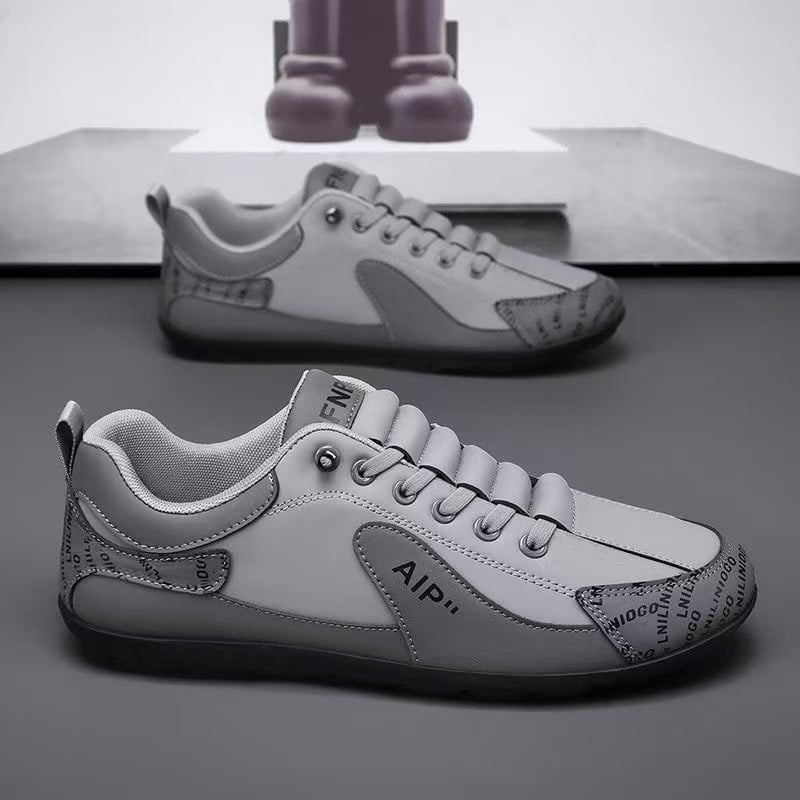 Pánske jesenné tenisky s PU vrchnou, ľahké mestské šoférske tenisky, okrúhla špička, sieťovinová podšívka