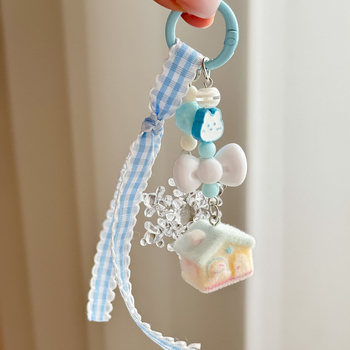 Ručne navlievaný prívesok na tašku z zliatiny, s dizajnom snehový dom, kreslený štýl, bežný dizajn, 2025 zima