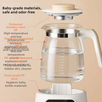 Elektrický sklenený čajník pre zdravie s ohrievačom mlieka pre bábätká – 1,3 L, 220V, 500–1000W, dotykové ovládanie