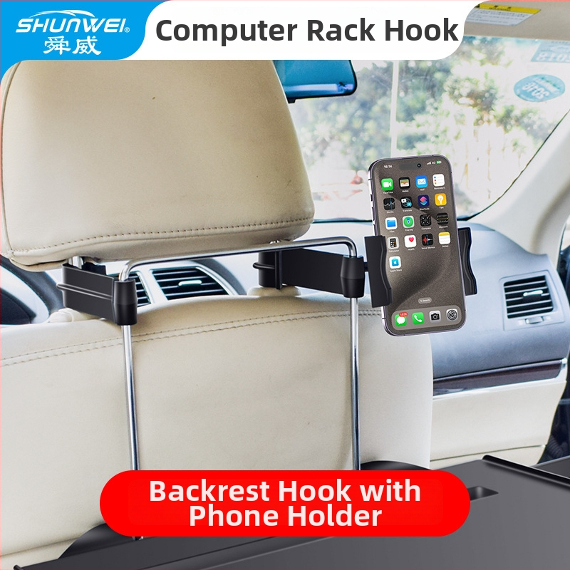 Automašīnas telefona turētājs ar saliekamu nelielu galdu, plastmasas korpuss, uzstādīšana ar ievietotu karti, universāla saderība, zīmols Shunwei
