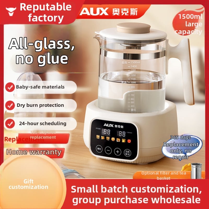 Sklenená zdravotná kanvička s regulátorom dojčenského mlieka a ohrievačom mlieka, domáci elektrický kanvový ohrev, 1–1,5 L, 220V, 500–1000W, dotykové ovládanie