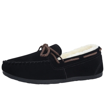 Pantofi femei slip-on cu blană pentru iarnă — partea superioară din blană, interior din pluș sintetic scurt, talpă turnată prin injecție, toc mic 1-3 cm, stil casual