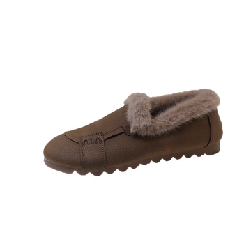 Zimné dámske loafers s velúrovým zvrškom, vložka z umelej krátkej plyše, Slip-On, nízky horný diel, gumová podrážka