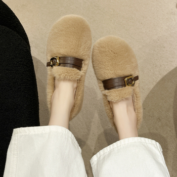 Dámske mokasíny z veluru s teplou výstelkou z umelej kožušinky, gumová podrážka, slip-on, nízky podpätok 1–3 cm