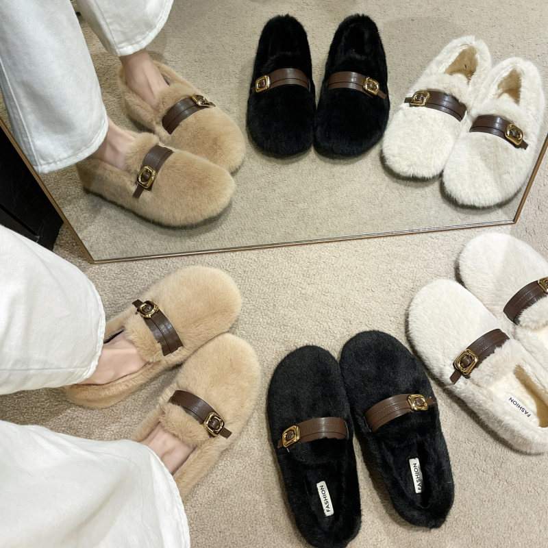 Dámske mokasíny z veluru s teplou výstelkou z umelej kožušinky, gumová podrážka, slip-on, nízky podpätok 1–3 cm