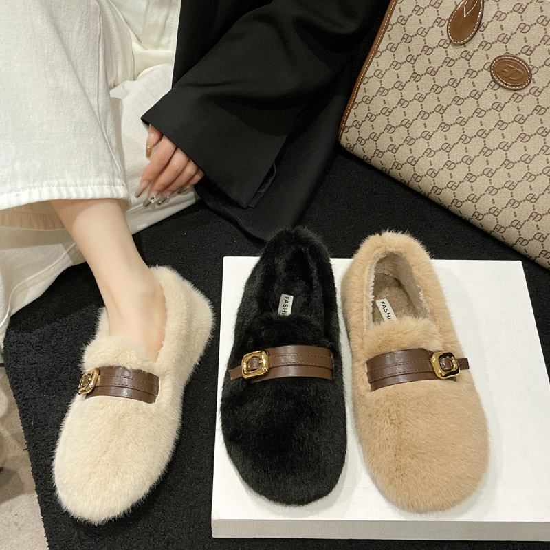 Dámske mokasíny z veluru s teplou výstelkou z umelej kožušinky, gumová podrážka, slip-on, nízky podpätok 1–3 cm